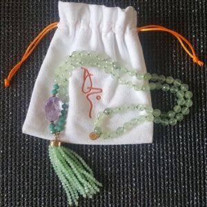 Mexico Green Jade Quartz Beads Long Tassle Necklace